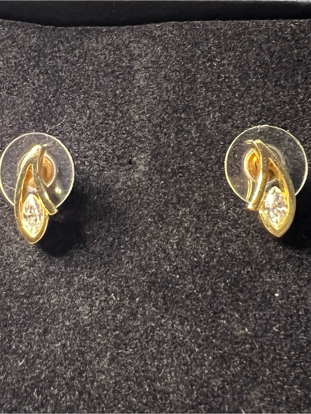 Swarovski Gold Tone Leaf Crystal Stud Earrings
